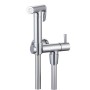 Kit Idroscopino Wc Doccetta Ottone Portatile Shut-Off Monogetto Azionamento a Leva *** CONFEZIONE 1 pz., Finitura Cromato Quadro