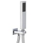 Kit Set Doccia Ottone Cromato Completo di Supporto Presa Acqua Con Flessibile E Doccetta Rettangolare *** CONFEZIONE 1 pz.