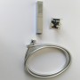 Kit Set Doccia Ottone Cromato Completo di Supporto Presa Acqua Con Flessibile E Doccetta Rettangolare *** CONFEZIONE 1 pz.