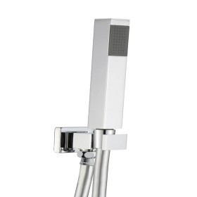 Kit Set Doccia Ottone Cromato Completo di Supporto Presa Acqua Con Flessibile E Doccetta Quadro *** CONFEZIONE 3 pz.