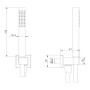 Kit Set Doccia Ottone Cromato Completo di Supporto Presa Acqua Con Flessibile E Doccetta Quadro *** CONFEZIONE 3 pz.