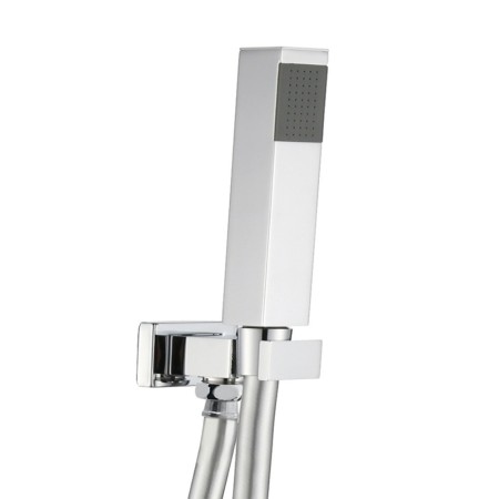 Kit Set Doccia Ottone Cromato Completo di Supporto Presa Acqua Con Flessibile E Doccetta Quadro *** CONFEZIONE 2 pz.