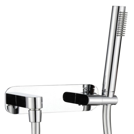 Kit Set Doccia Ottone Cromato Completo di Supporto Presa Acqua Con Flessibile E Doccetta Tondeggiante *** CONFEZIONE 1 pz.