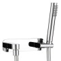 Kit Set Doccia Ottone Cromato Completo di Supporto Presa Acqua Con Flessibile E Doccetta Tondeggiante *** CONFEZIONE 1 pz.