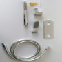 Kit Set Doccia Ottone Cromato Completo di Supporto Presa Acqua Con Flessibile E Doccetta Tondeggiante *** CONFEZIONE 3 pz.