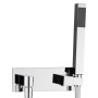 Kit Set Doccia Ottone Cromato Completo di Supporto Presa Acqua Con Flessibile E Doccetta Quadra  *** CONFEZIONE 1 pz.