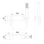 Kit Set Doccia Ottone Cromato Completo di Supporto Presa Acqua Con Flessibile E Doccetta Quadra  *** CONFEZIONE 1 pz.
