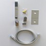 Kit Set Doccia Ottone Cromato Completo di Supporto Presa Acqua Con Flessibile E Doccetta Quadra  *** CONFEZIONE 1 pz.