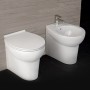 Ogomondo Sanitari Ceramica Dark A Pavimento Vaso WC + Bidet + Sedile  *** CONFEZIONE 1 pz., Accessori Con curva di scarico