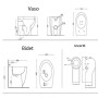 Ogomondo Sanitari Ceramica Dark A Pavimento Vaso WC + Bidet + Sedile  *** CONFEZIONE 1 pz., Accessori Con curva di scarico