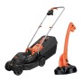 Black+Decker BEMW351GL2 - Kit tosaerba elettrico, 1.000 W, larghezza di taglio 32 cm, altezza di taglio assiale regolabile in 3 