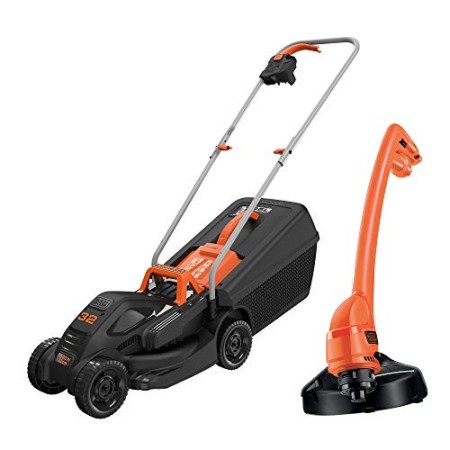 Black+Decker BEMW351GL2 - Kit tosaerba elettrico, 1.000 W, larghezza di taglio 32 cm, altezza di taglio assiale regolabile in 3 