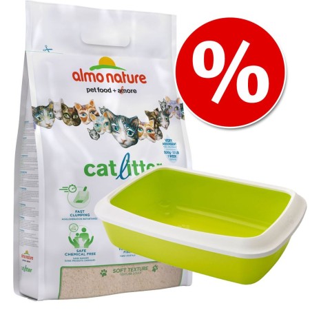 Set misto Lettiera Almo Nature + Cassetta igienica Savic Iriz - 4,54 kg Lettiera + Cassetta grigio chiaro