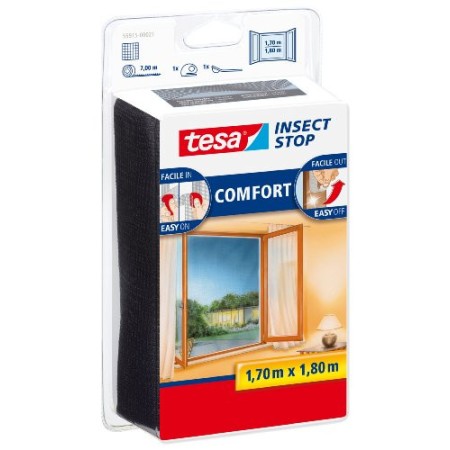 Tesa 55915-00021-00 Zanzariera per Finestra, qualità Comfort, 1,70 x 1,80 m, Antracite