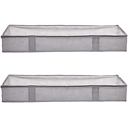 AmazonBasics - Contenitore portaoggetti sottoletto, con chiusura lampo, confezione da 2