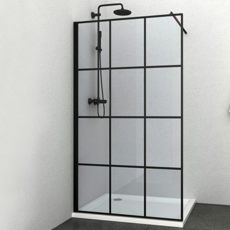 Ogomondo Walk-in Doccia Black con Riquadro Profilo Nero Cristallo 8 mm *** Pezzi 1 pz., Misure 117-119xH200 cm