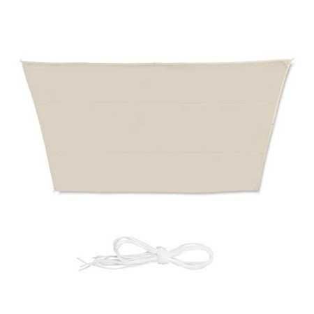 Relaxdays, Beige Tenda a Vela Trapezoidale, Impermeabile, Anti UV, Corde di Supporto, Terrazza e Giardino, 3x5,5x4x4m, 3 x 5,5 x