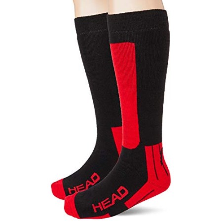 Head Kneehigh Ski Socks (2 Pack) Calze da sci, nero/rosso, 39/42 (Pacco da 2) Unisex-Adulto