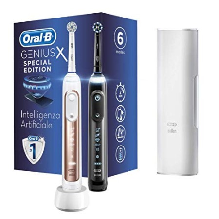 Oral-B Genius X - 20900 Spazzolino Elettrico Ricaricabile, Confezione con Due Spazzolini Dotati di Intelligenza Artificiale, 2 T