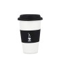 Bialetti To Go Mug da Ufficio (con Doppia Parete), Tazza in Porcellana con Coperchio e Banda in Silicone, capacità 300 ml, Blac