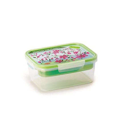 Snips Lunch Box da 1,5 LT Rettangolare Fiori, Trasparente con Decoro