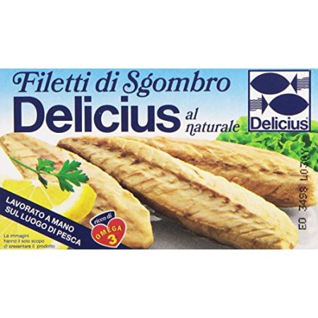 Delicius - Filetti di Sgombro, al Naturale - 5 scatolette da 125 g [625 g]
