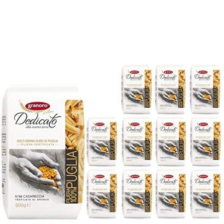 Pasta Granoro Dedicato Trafilata al Bronzo Casareccia n 88 Confezione da 12 Pezzi da 500 Grammi