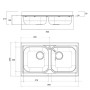 Ariston Lavello Cucina ad Incasso 2 Vasche in Acciaio Inox Cromato 90 cm *** CONFEZIONE 1 pz.