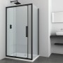 Ogomondo Lato fisso per Porta Scorrevole Slide 2 Black Nero Cristallo 6 mm *** CONFEZIONE 1 pz., Misure 67-69xH195 cm