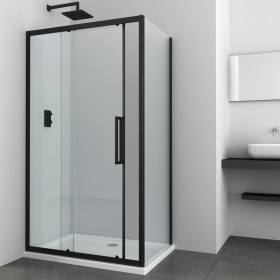 Ogomondo Lato fisso per Porta Scorrevole Slide 2 Black Nero Cristallo 6 mm *** CONFEZIONE 1 pz., Misure 87-89xH195 cm