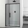 Ogomondo Porta Scorrevole Slide 2 Due Ante Black Profilo Nero Cristallo 6 mm *** CONFEZIONE 1 pz., Misure 106-110xH195 cm