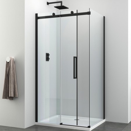 Ogomondo Lato fisso per Porta Scorrevole Slide Black Nero Cristallo 8 mm *** CONFEZIONE 1 pz., Misure 87-89xH200 cm