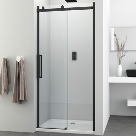 Ogomondo Porta Scorrevole Slide Due Ante Black Profilo Nero Cristallo 8 mm *** CONFEZIONE 1 pz., Misure 167-169xH200 cm