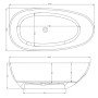 Vasca Da Bagno Free Standing Lisa Artificial Stone Bianco Opaco Matt *** CONFEZIONE 1 pz., Misure L150x76x54 cm