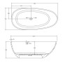 Vasca Da Bagno Free Standing Lisa Artificial Stone Bianco Opaco Matt *** CONFEZIONE 1 pz., Misure L170x86x54 cm