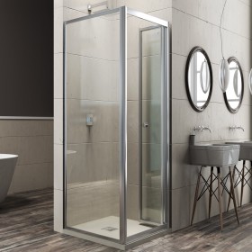 Lato Fisso Box Doccia Book Adatto per Porta a Soffietto Book Cristallo Temprato  *** CONFEZIONE 1 pz., Misure 78-80xh190 cm stam