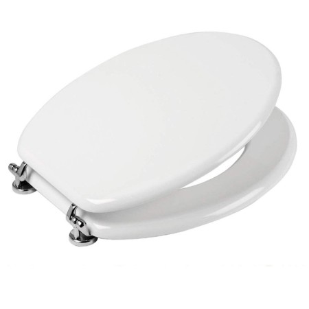 Sedile Wc Copri Water Tavoletta Vaso Universale Bianco MDF Legno Pesante Cerniere Metallo Bagno *** Pezzi 2