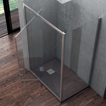 Lato Fisso per Porta Doccia Tilt  Battente Basculante Profilo Cromo Cristallo 6 mm *** CONFEZIONE 1 pz., Misure 77-79xh195 cm St