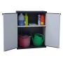 Adventa Armadio Basso in Resina con Ripiani 2 Ante, (Interno/Esterno), Grigio Nero, 68x39,5x85