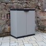 Adventa Armadio Basso in Resina con Ripiani 2 Ante, (Interno/Esterno), Grigio Nero, 68x39,5x85