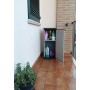 Adventa Armadio in Resina 1 Anta con ripiano Regolabili (Interno/Esterno), Grigio Nero, 34x39,5x85