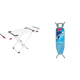 Vileda Surprise Stendibiancheria Estensibile e Ripiegabile, con Ruote, Alluminio/Resina & Asse da Stiro Smart, Asse da Stiro Tra