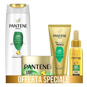 Pantene Pro-V Balsamo 3 Minute Miracle, Lisci Effetto Seta, 150 ml + Maschera 300 ml + Olio Secco 100 ml + Shampoo 225 ml