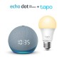 Echo Dot (4ª generazione) con orologio, Ceruleo + TP-Link Tapo White Lampadina Connessa (E27), compatibile con Alexa