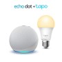 Echo Dot (4ª generazione), Bianco ghiaccio + TP-Link Tapo White Lampadina Connessa (E27), compatibile con Alexa