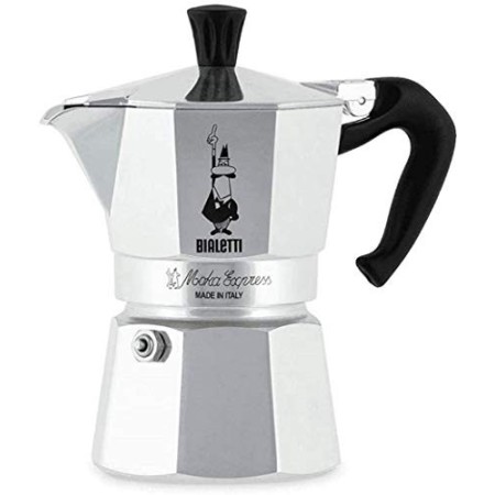 Bialetti Moka Express Caffettiera in Alluminio, Argento, 3 Tazze & Imbuto 3 Tazze