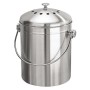 InterDesign Basic Bidone per compostaggio con filtri al carbone attivo per la cucina, Compostiera da cucina portatile in acciaio