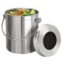 InterDesign Basic Bidone per compostaggio con filtri al carbone attivo per la cucina, Compostiera da cucina portatile in acciaio