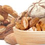 Set di 2 cestini per il pane e proofing Basket, rotondi, con spatola e set di lino, canna d'india, beige, ciotola in rattan fatt
