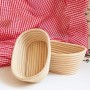 Set di 2 cestini per il pane e proofing Basket, rotondi, con spatola e set di lino, canna d'india, beige, ciotola in rattan fatt